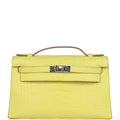 Hermes Kelly Pochette Lime Matte Alligator Palladium Hardware - Exclusu