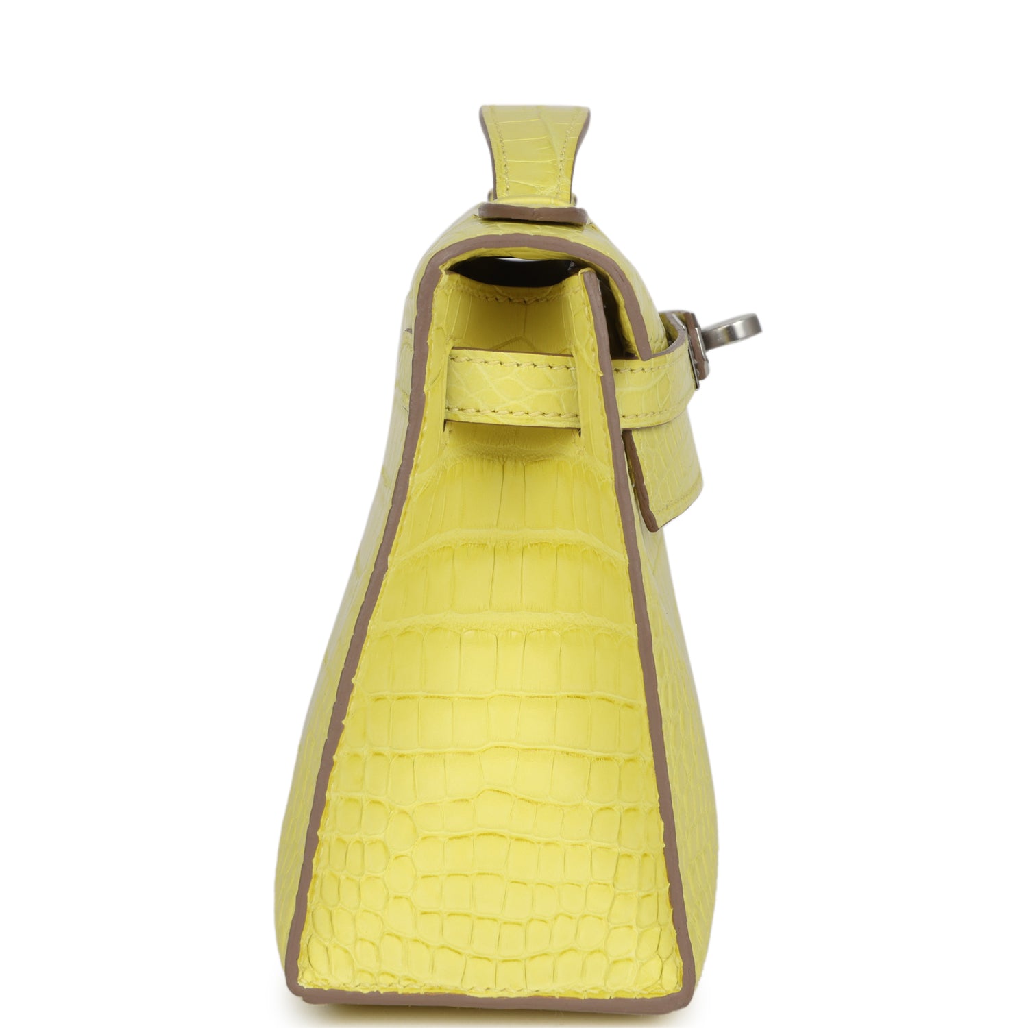 Hermes Kelly Pochette Lime Matte Alligator Palladium Hardware - Exclusu