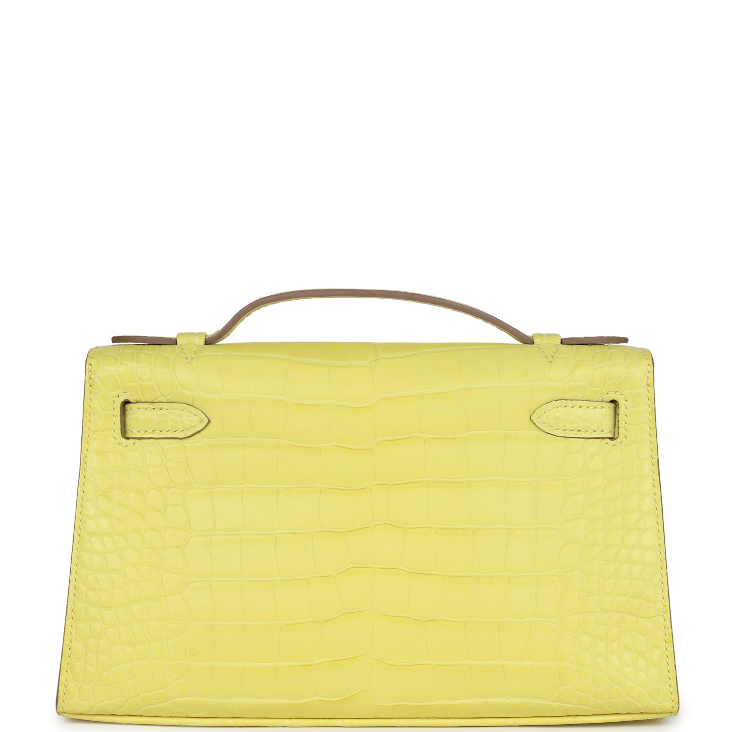 Hermes Kelly Pochette Lime Matte Alligator Palladium Hardware - Exclusu