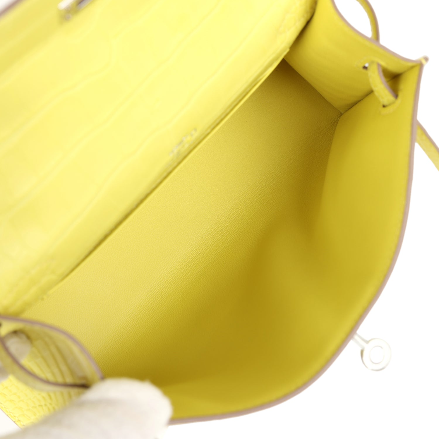 Hermes Kelly Pochette Lime Matte Alligator Palladium Hardware - Exclusu