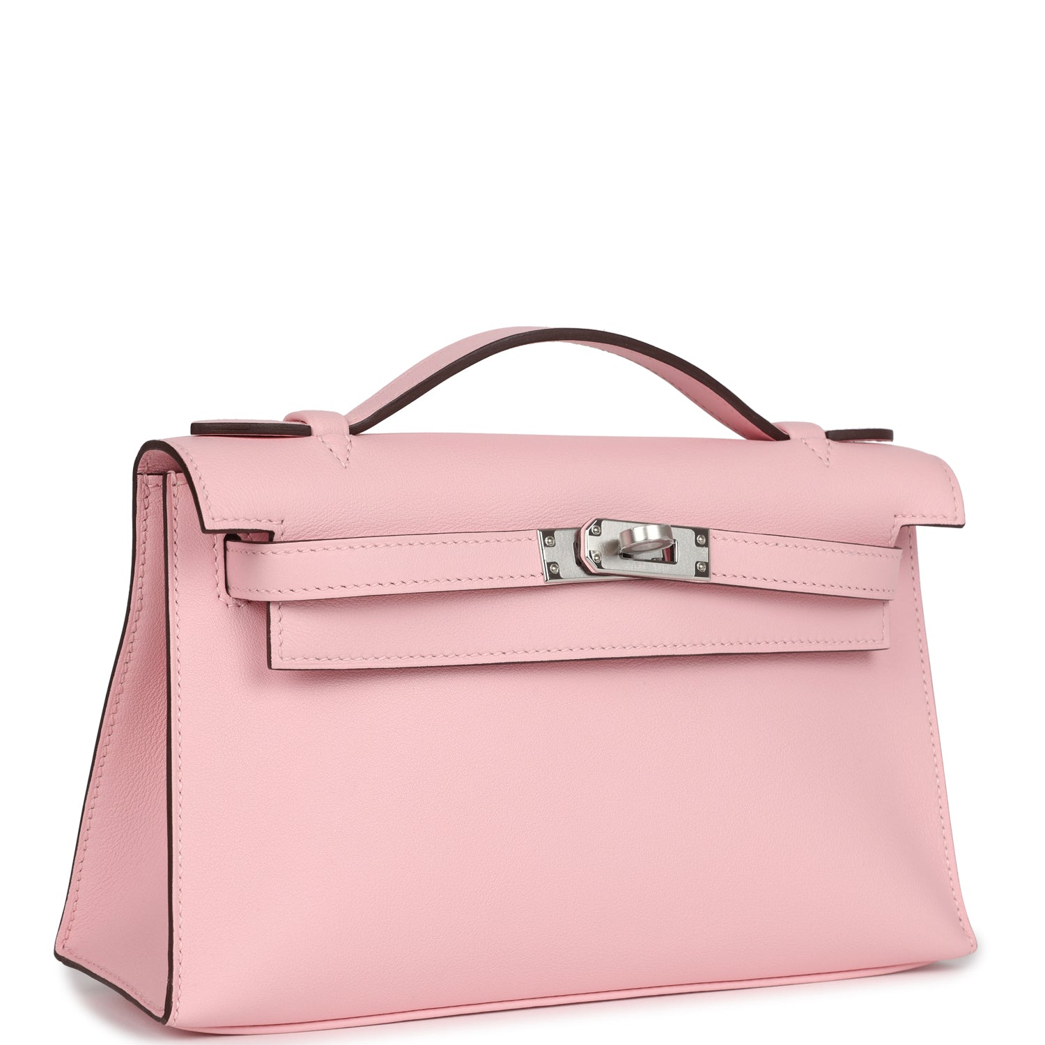Hermes Kelly Pochette Rose Sakura Swift Palladium Hardware - Exclusu