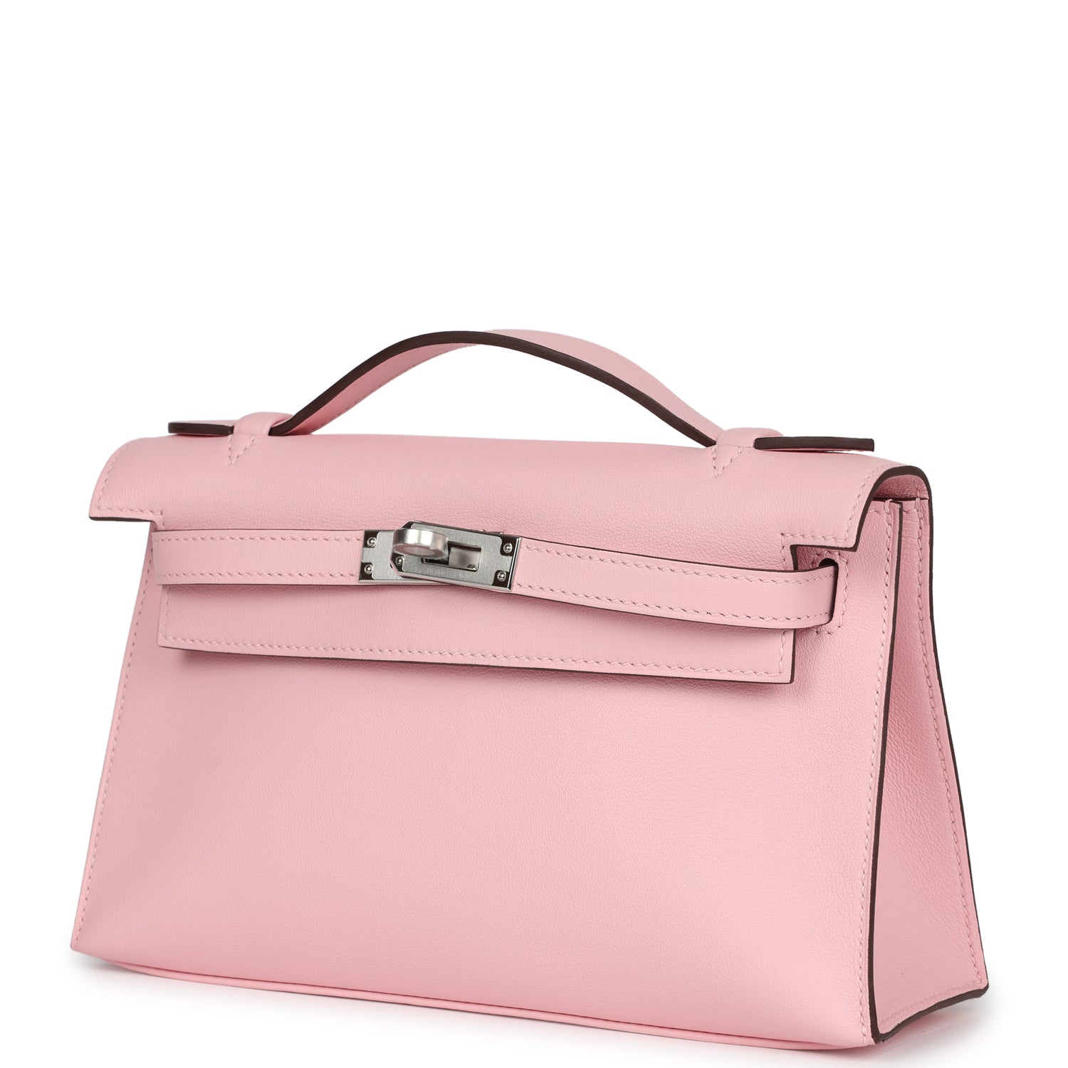 Hermes Kelly Pochette Rose Sakura Swift Palladium Hardware - Exclusu