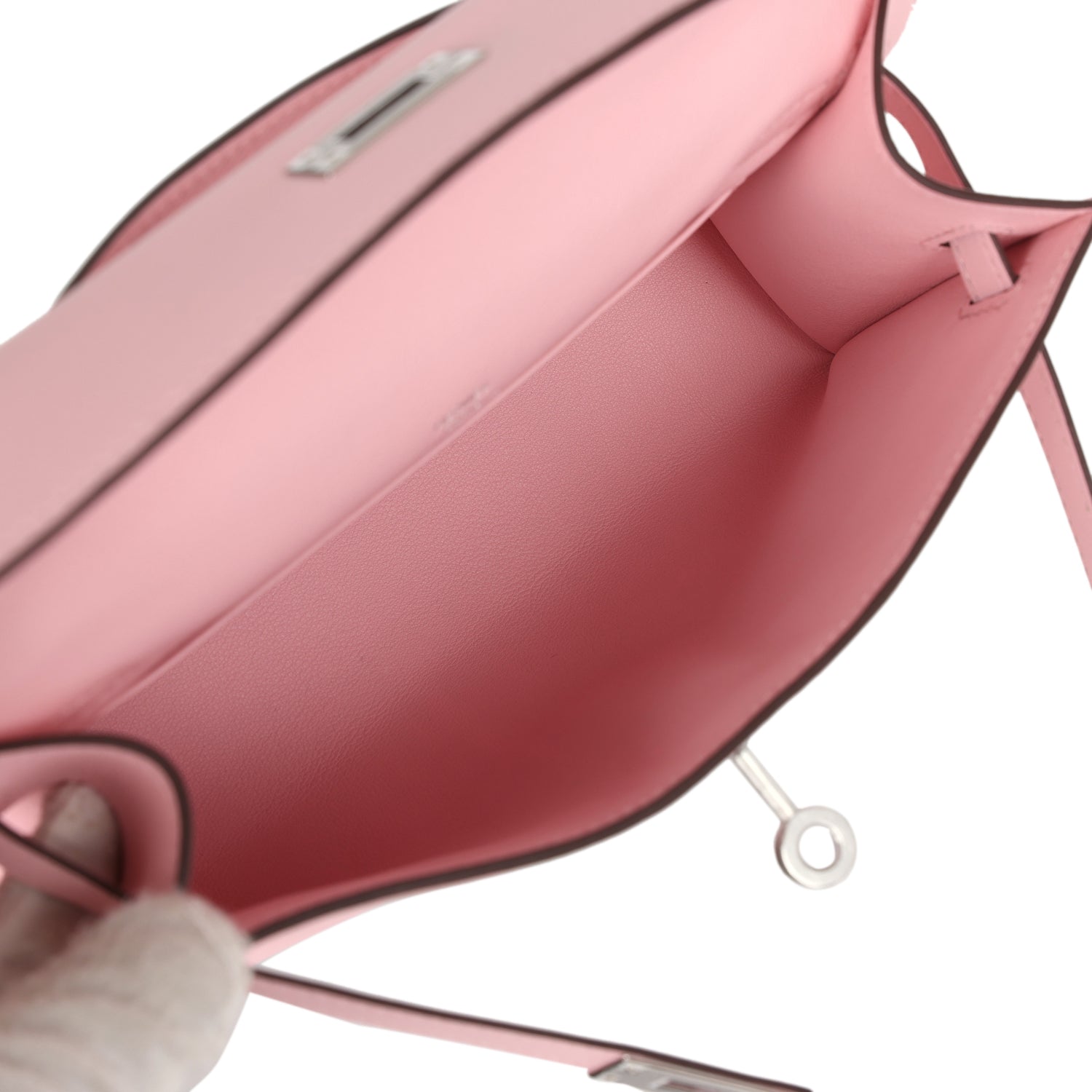 Hermes Kelly Pochette Rose Sakura Swift Palladium Hardware - Exclusu