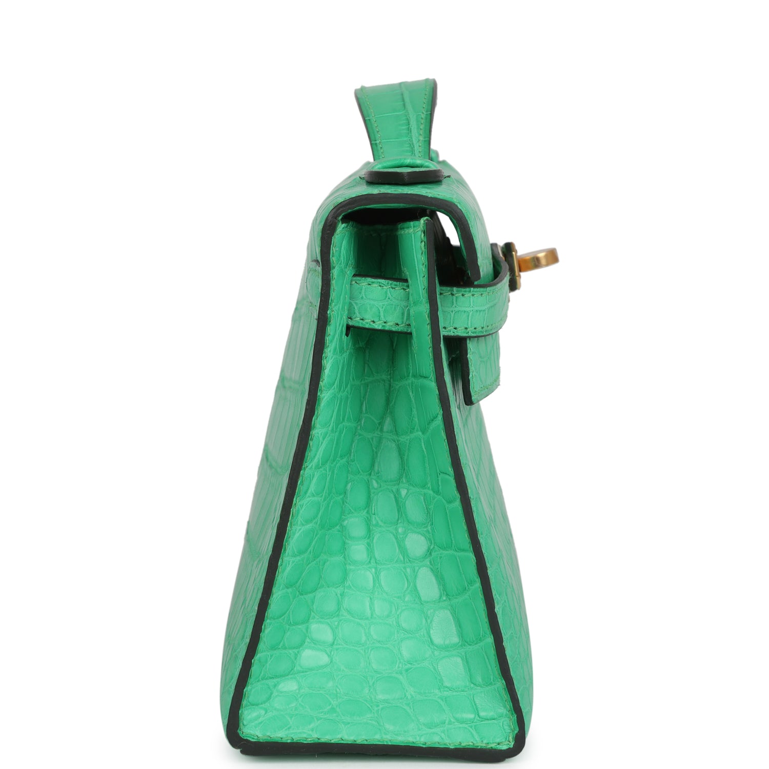 Hermes Kelly Pochette Vert Comics Matte Alligator Gold Hardware - Exclusu