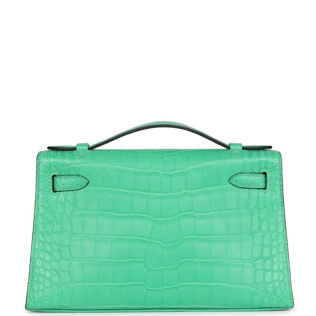 Hermes Kelly Pochette Vert Comics Matte Alligator Gold Hardware - Exclusu