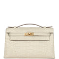 Hermes Kelly Pochette Beton Matte Alligator Gold Hardware - Exclusu