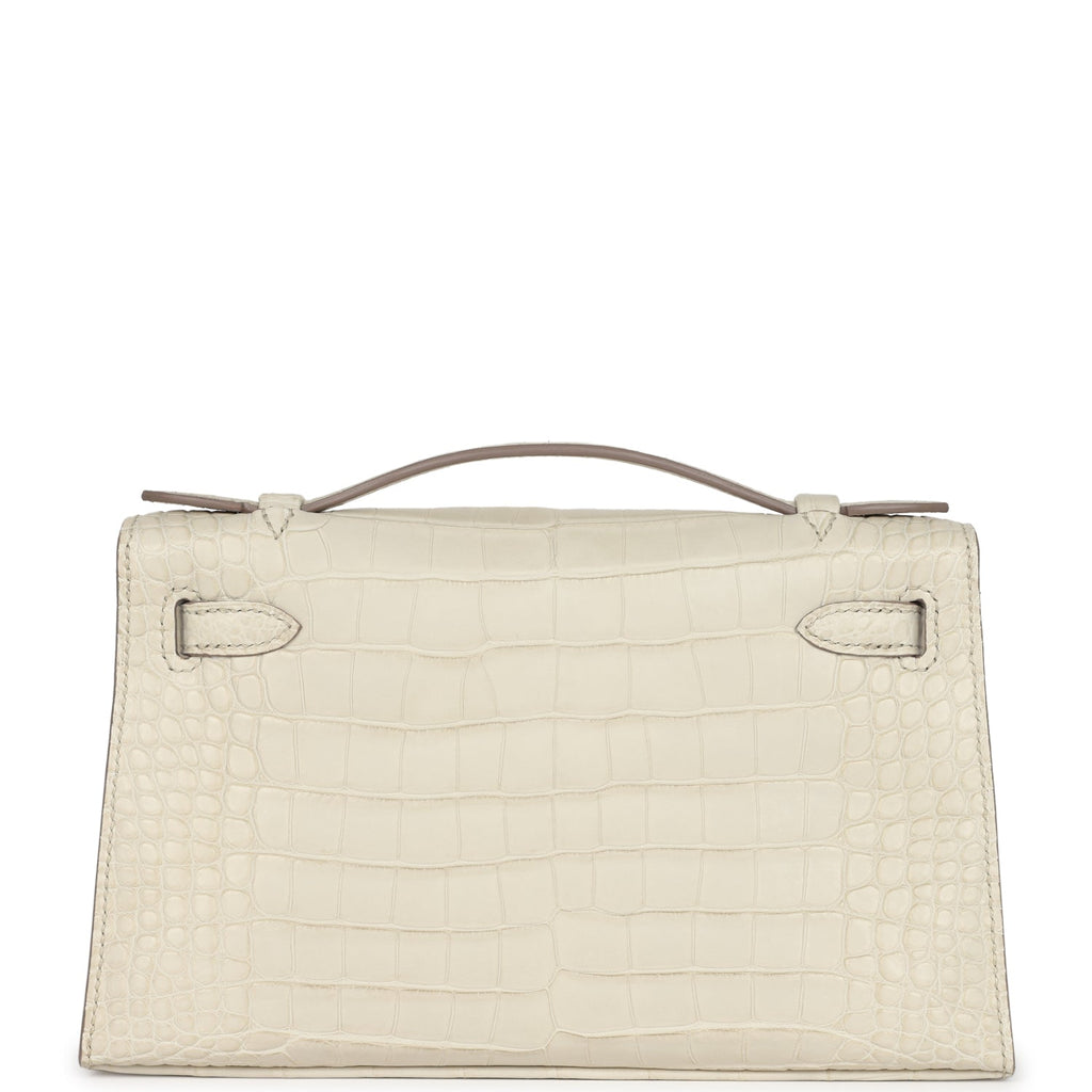 Hermes Kelly Pochette Beton Matte Alligator Gold Hardware - Exclusu