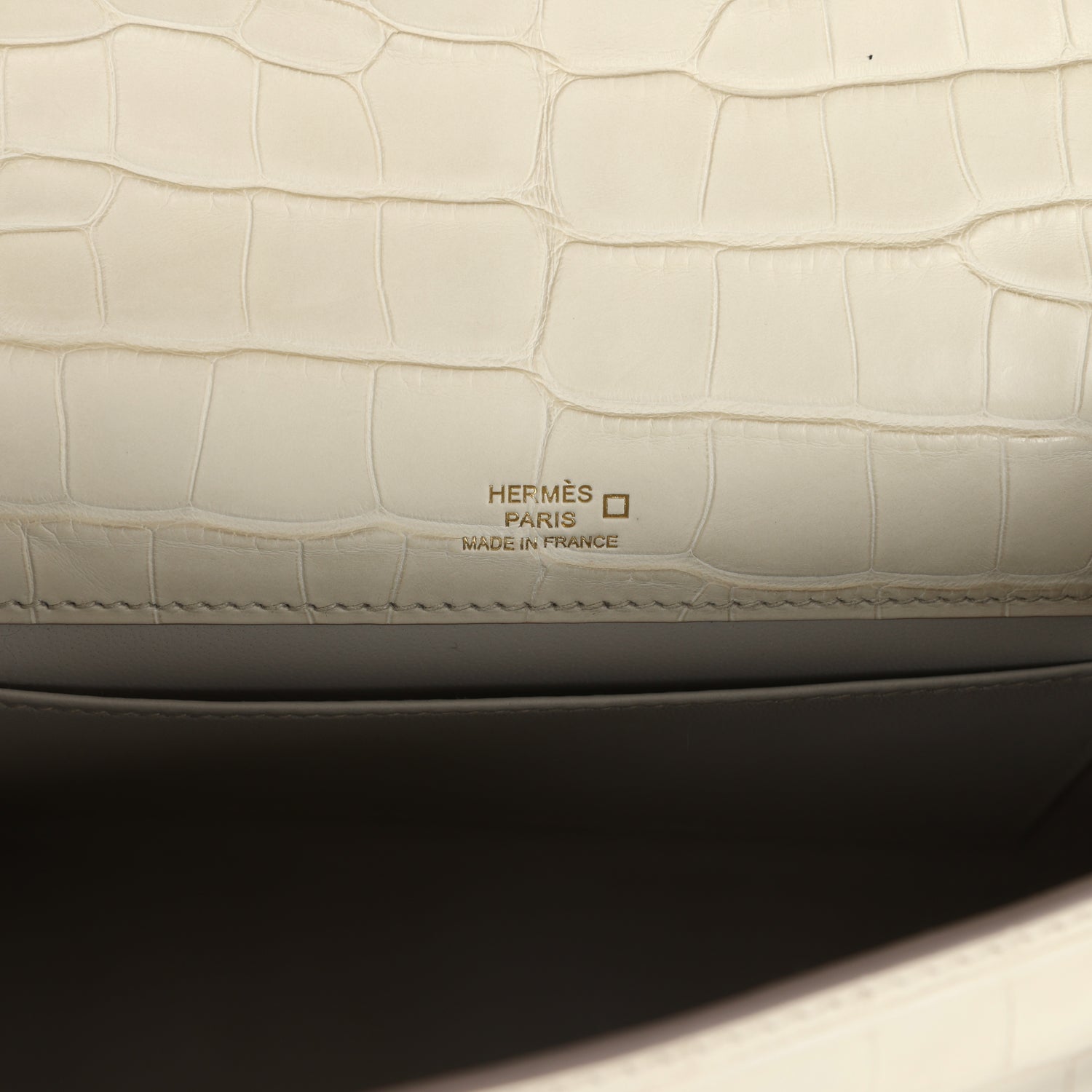 Hermes Kelly Pochette Beton Matte Alligator Gold Hardware - Exclusu