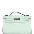 Hermes Kelly Pochette Vert Peppermint Swift Palladium Hardware - Exclusu