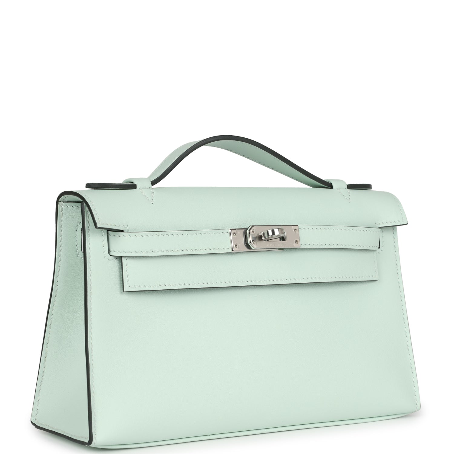 Hermes Kelly Pochette Vert Peppermint Swift Palladium Hardware - Exclusu