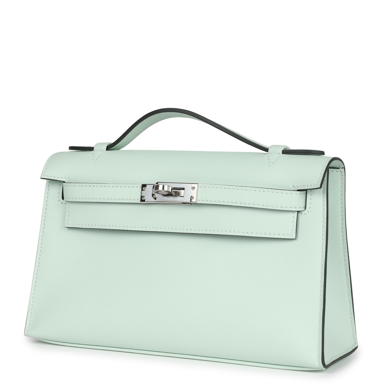Hermes Kelly Pochette Vert Peppermint Swift Palladium Hardware - Exclusu