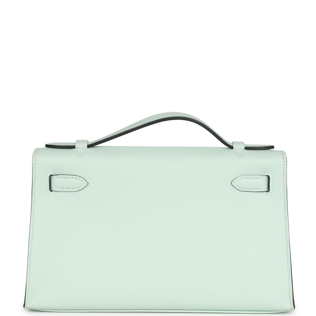 Hermes Kelly Pochette Vert Peppermint Swift Palladium Hardware - Exclusu