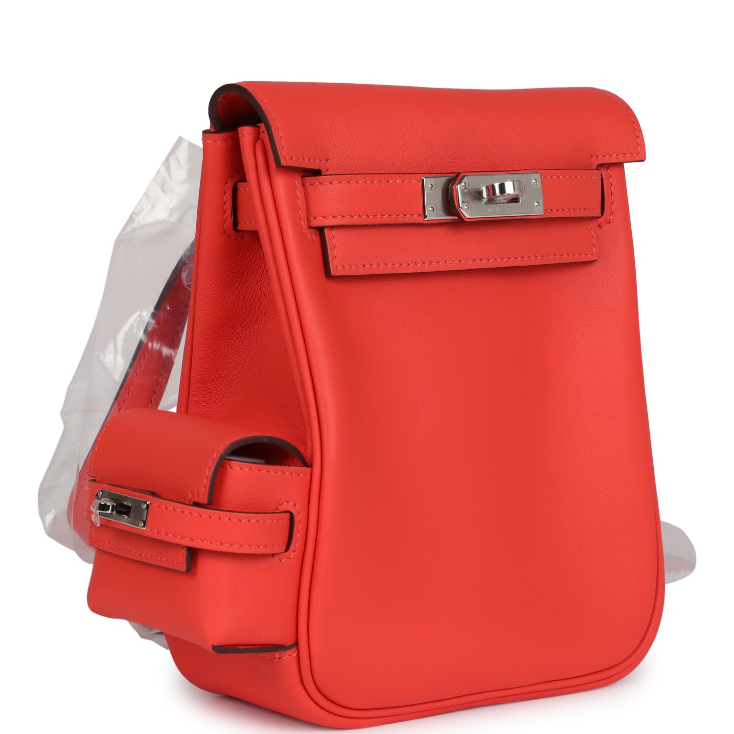 Hermes Mini Kelly Jump Backpack Orange Field Swift Palladium Hardware - Exclusu