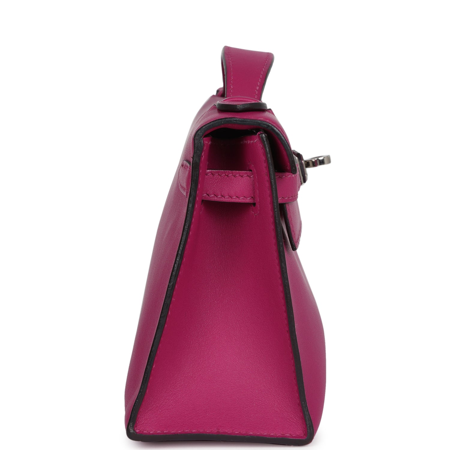 Hermes Kelly Pochette Rose Pourpre Swift Palladium Hardware - Exclusu