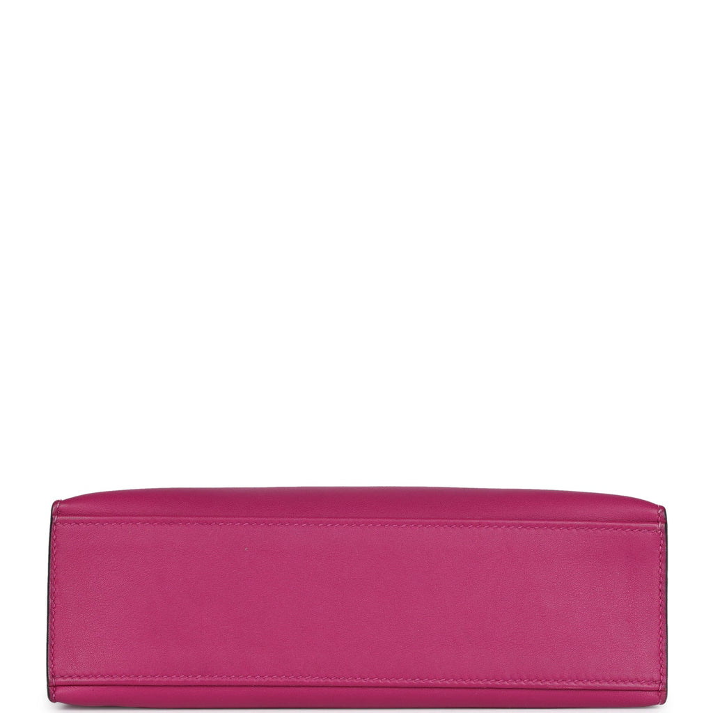 Hermes Kelly Pochette Rose Pourpre Swift Palladium Hardware - Exclusu