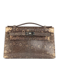 Hermes Kelly Pochette Desert Varanus Salvator Lizard Palladium Hardware - Exclusu