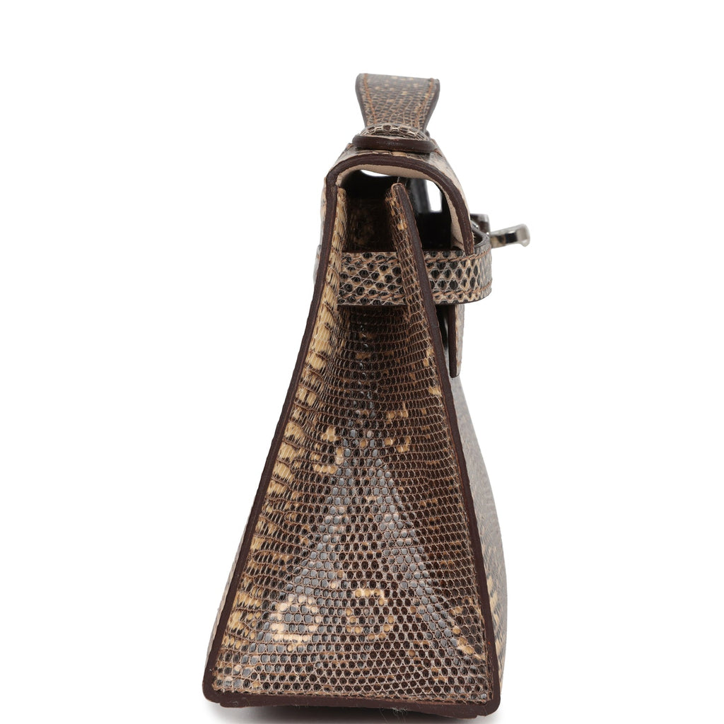 Hermes Kelly Pochette Desert Varanus Salvator Lizard Palladium Hardware - Exclusu