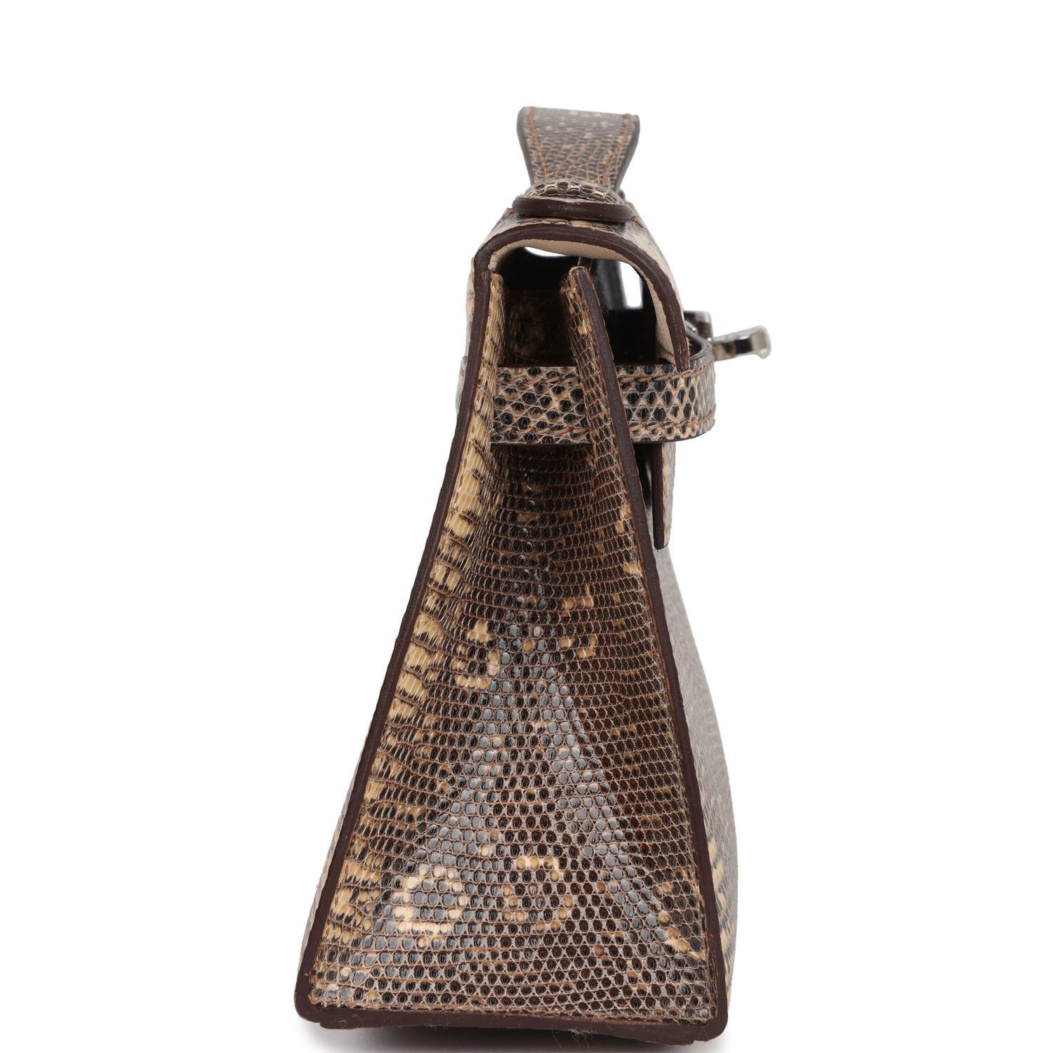 Hermes Kelly Pochette Desert Varanus Salvator Lizard Palladium Hardware - Exclusu