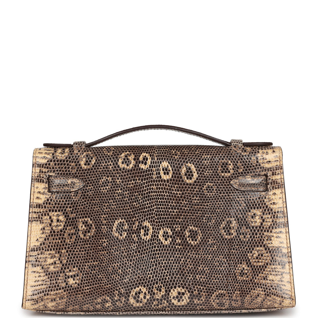 Hermes Kelly Pochette Desert Varanus Salvator Lizard Palladium Hardware - Exclusu