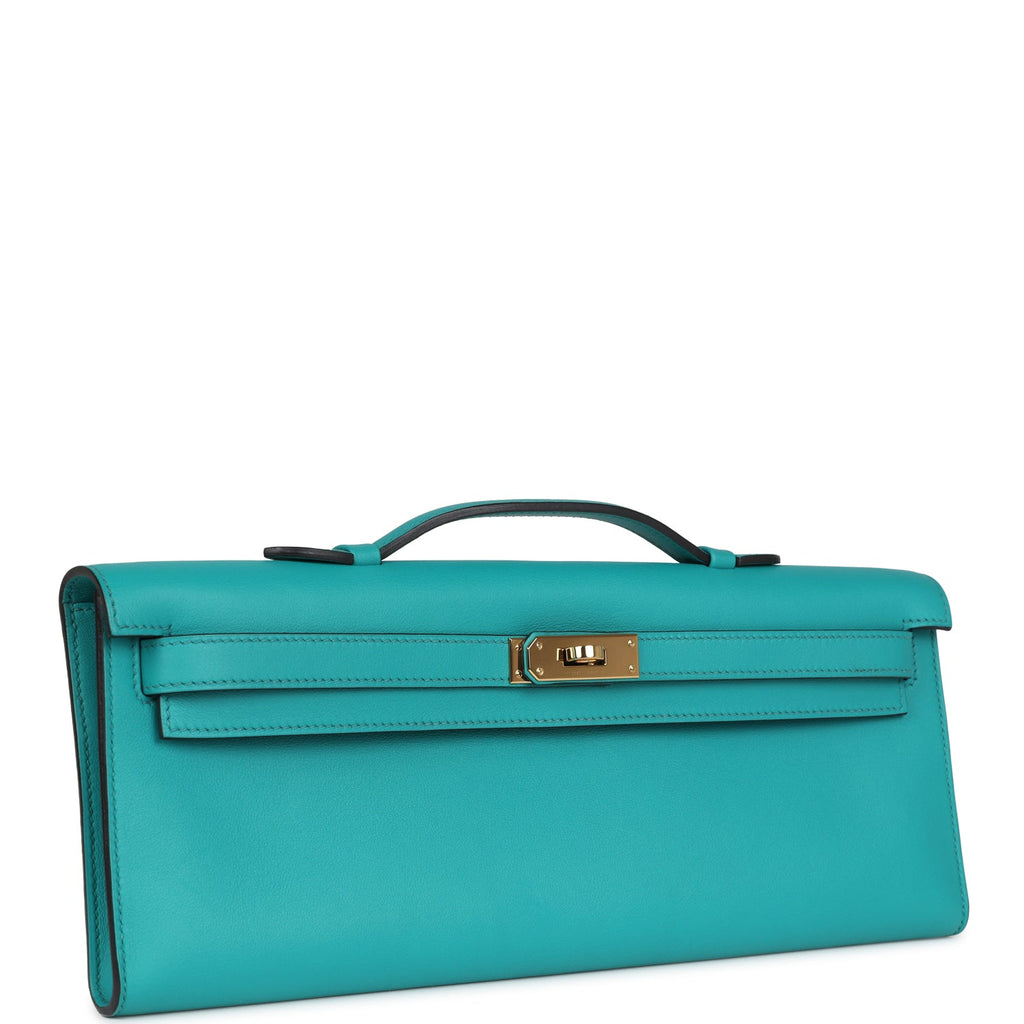 Hermes Kelly Cut Bleu Paon Swift Gold Hardware - Exclusu