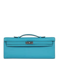 Hermes Kelly Cut Turquoise Swift Palladium Hardware - Exclusu