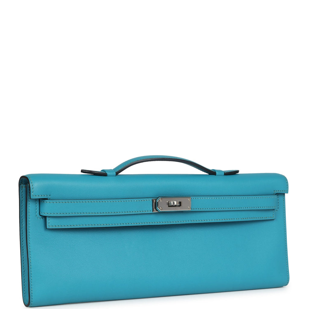 Hermes Kelly Cut Turquoise Swift Palladium Hardware - Exclusu