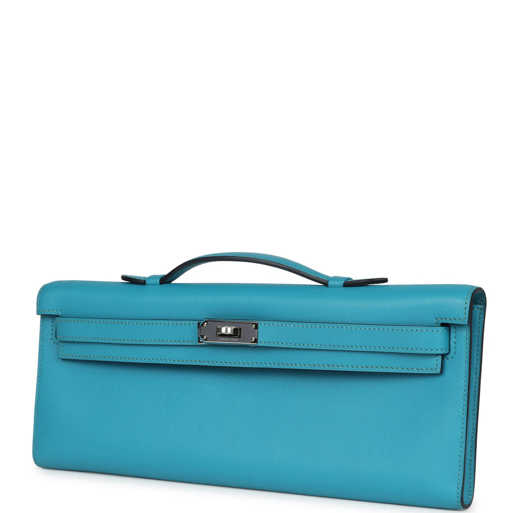 Hermes Kelly Cut Turquoise Swift Palladium Hardware - Exclusu