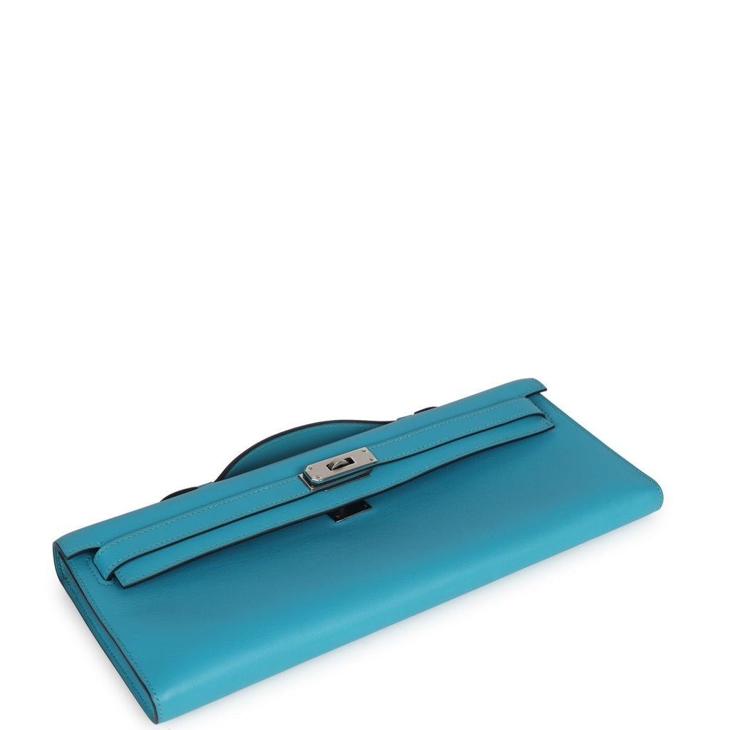 Hermes Kelly Cut Turquoise Swift Palladium Hardware - Exclusu