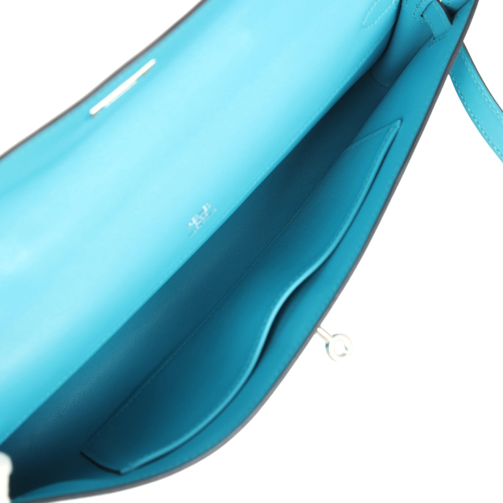 Hermes Kelly Cut Turquoise Swift Palladium Hardware - Exclusu