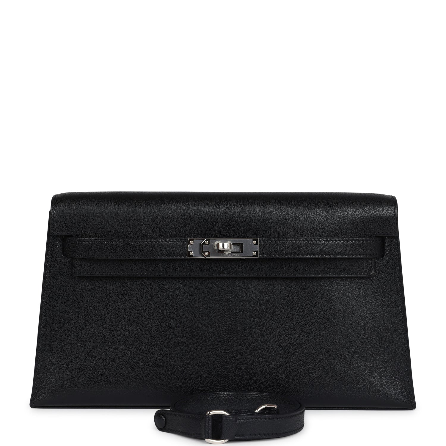 Hermes Kelly Elan Black Chevre Chamkila Palladium Hardware - Exclusu