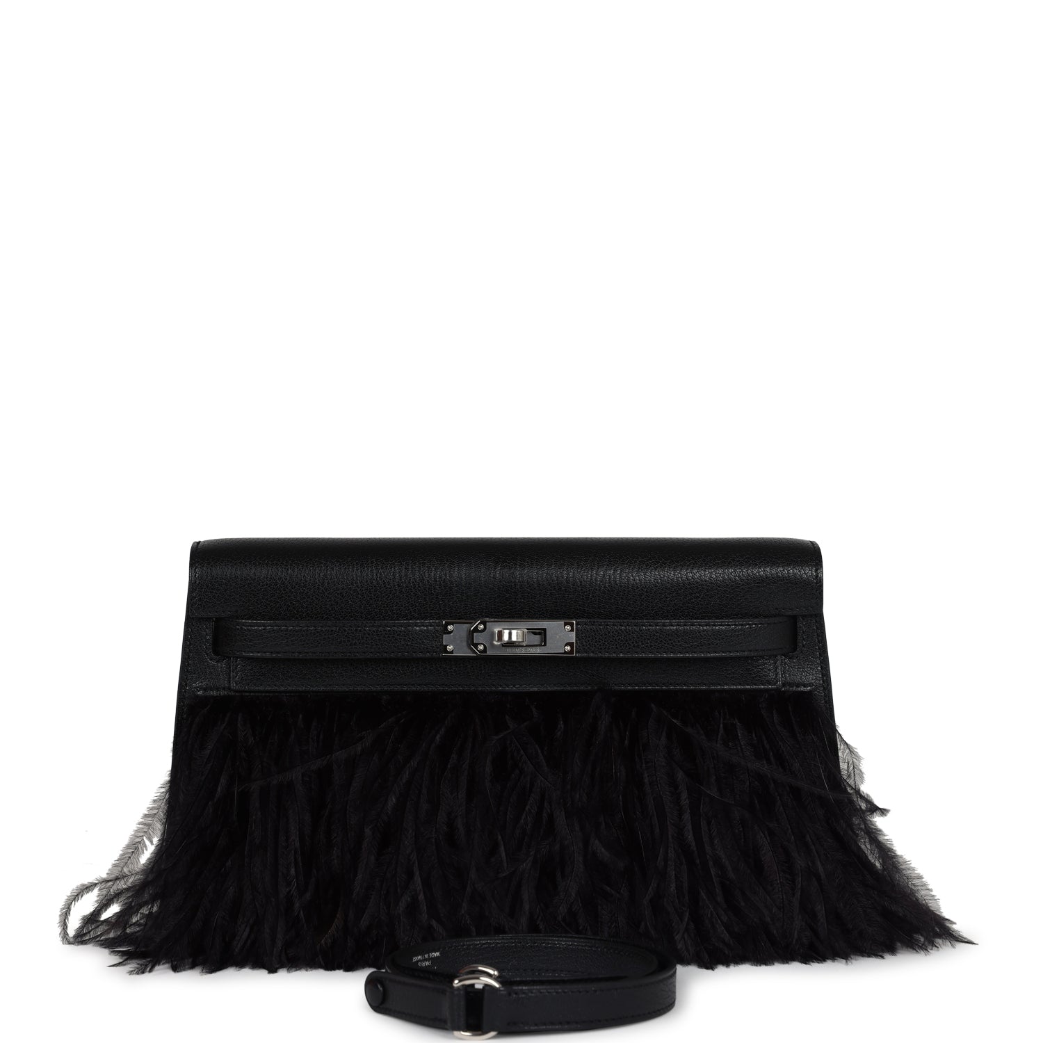 Hermes Kelly Elan Foile Chevre Chamkila and Ostrich Feather Palladium Hardware - Exclusu