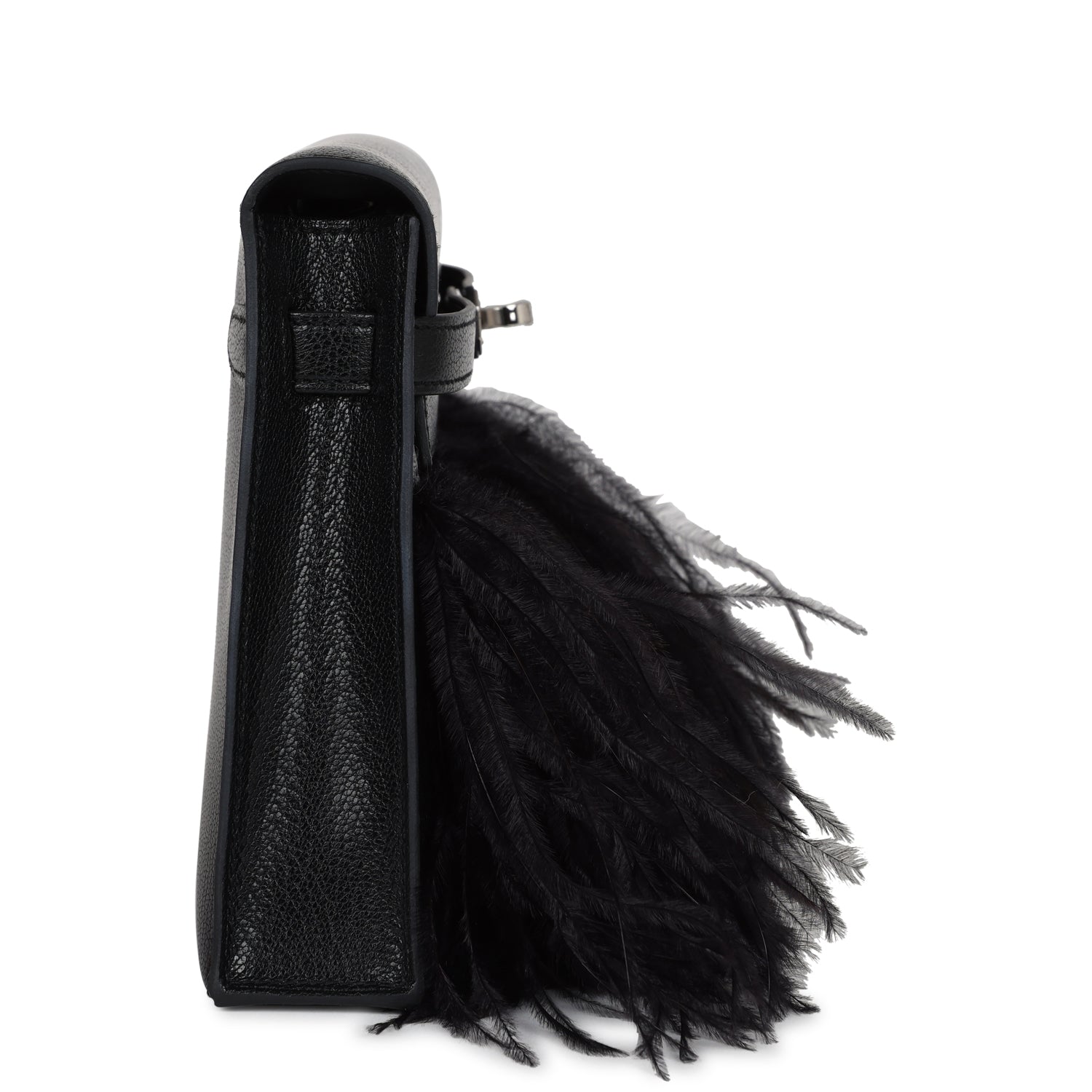 Hermes Kelly Elan Foile Chevre Chamkila and Ostrich Feather Palladium Hardware - Exclusu