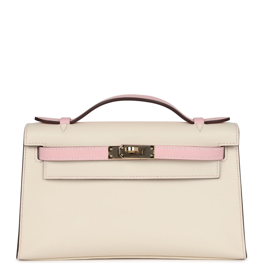 Hermes Special Order (HSS) Kelly Pochette Nata and Rose Sakura Swift Permabrass Hardware - Exclusu