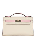 Hermes Special Order (HSS) Kelly Pochette Nata and Rose Sakura Swift Permabrass Hardware - Exclusu
