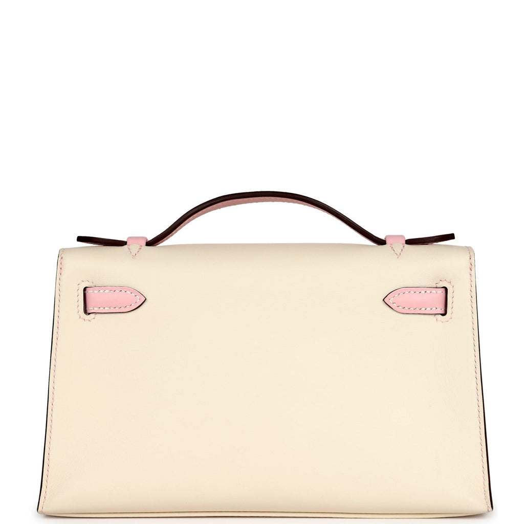 Hermes Special Order (HSS) Kelly Pochette Nata and Rose Sakura Swift Permabrass Hardware - Exclusu