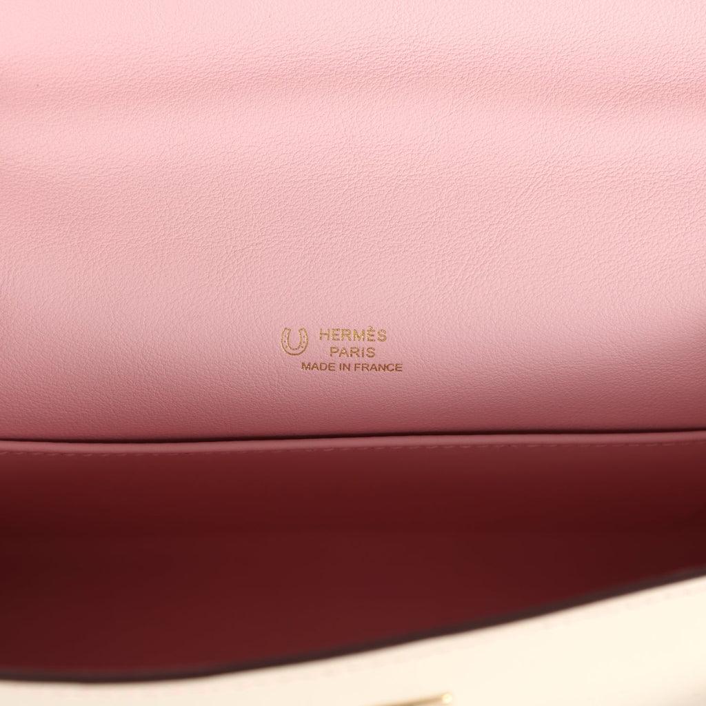 Hermes Special Order (HSS) Kelly Pochette Nata and Rose Sakura Swift Permabrass Hardware - Exclusu