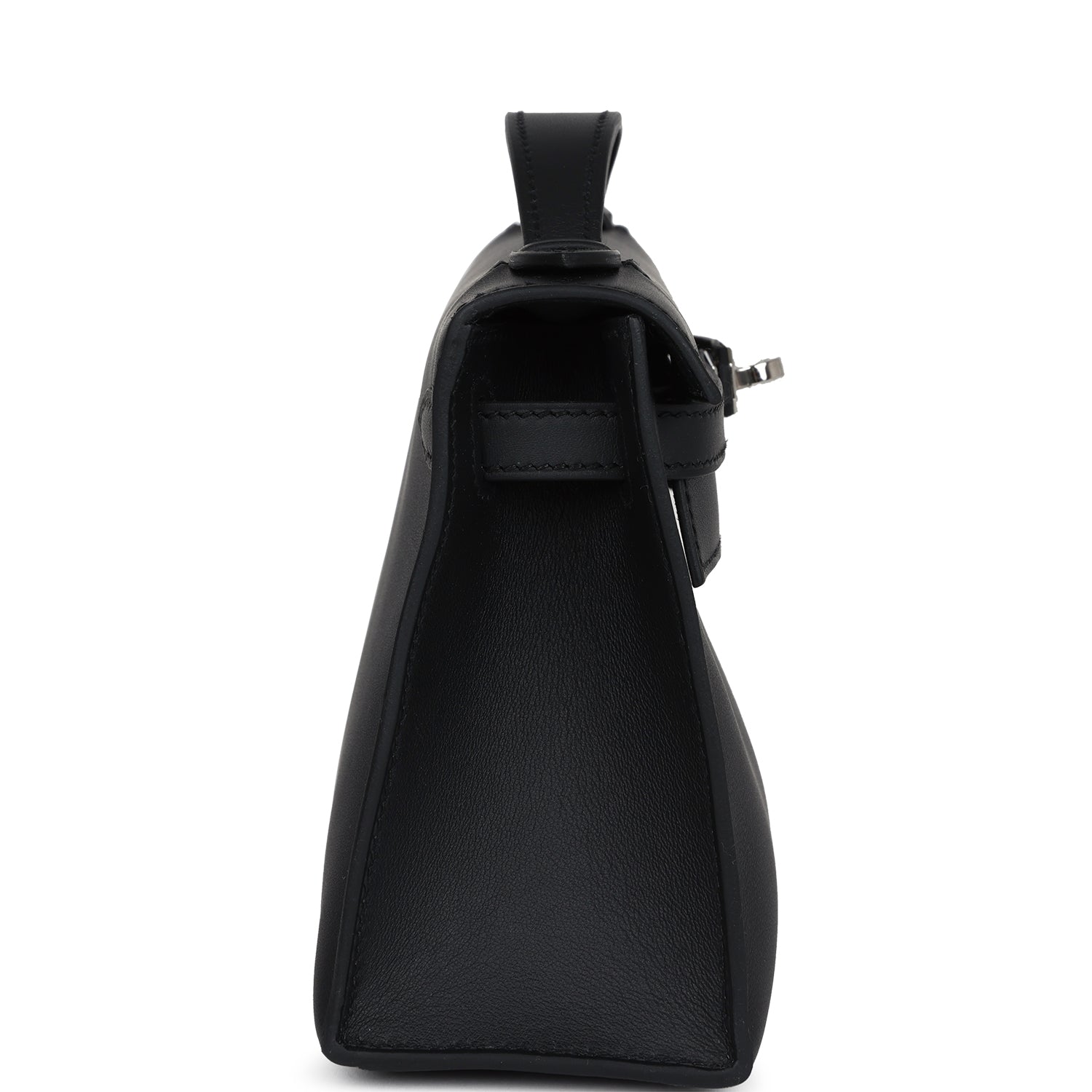 Hermes Kelly Pochette Black Swift Palladium Hardware - Exclusu