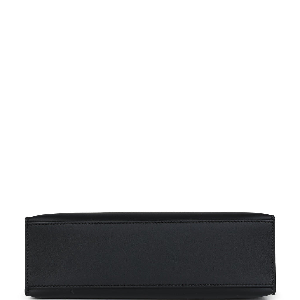 Hermes Kelly Pochette Black Swift Palladium Hardware - Exclusu