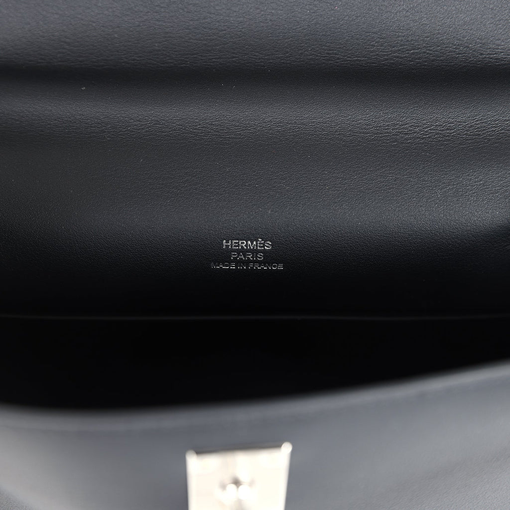 Hermes Kelly Pochette Black Swift Palladium Hardware - Exclusu