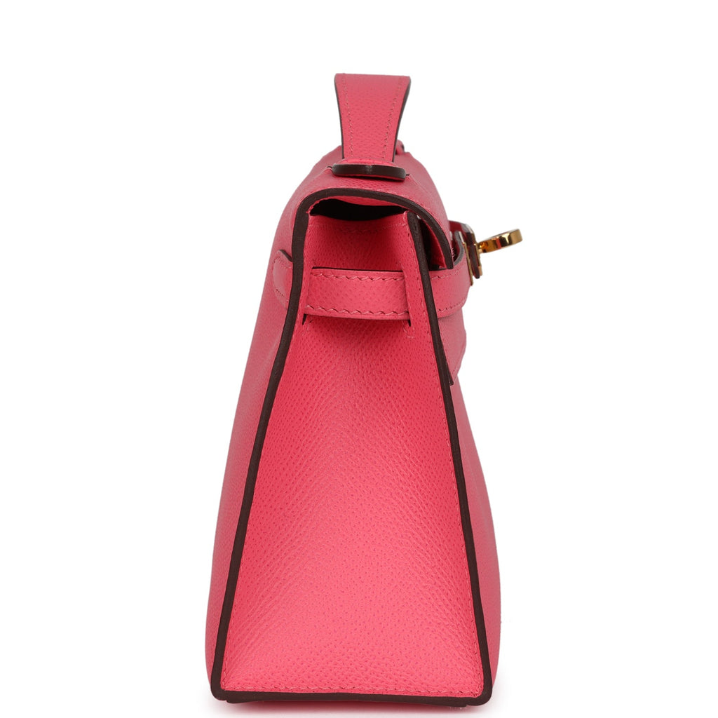 Hermes Special Order (HSS) Kelly Pochette Rose Azalee Epsom Gold Hardware - Exclusu