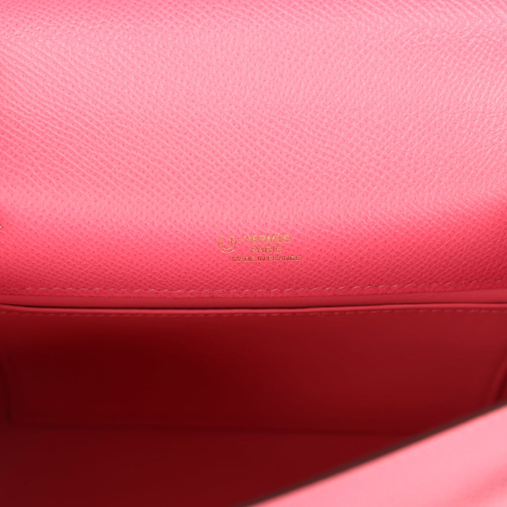 Hermes Special Order (HSS) Kelly Pochette Rose Azalee Epsom Gold Hardware - Exclusu