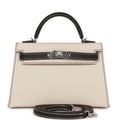 Hermes Special Order (HSS) Kelly Sellier 20 Craie and Black Epsom Palladium Hardware - Exclusu