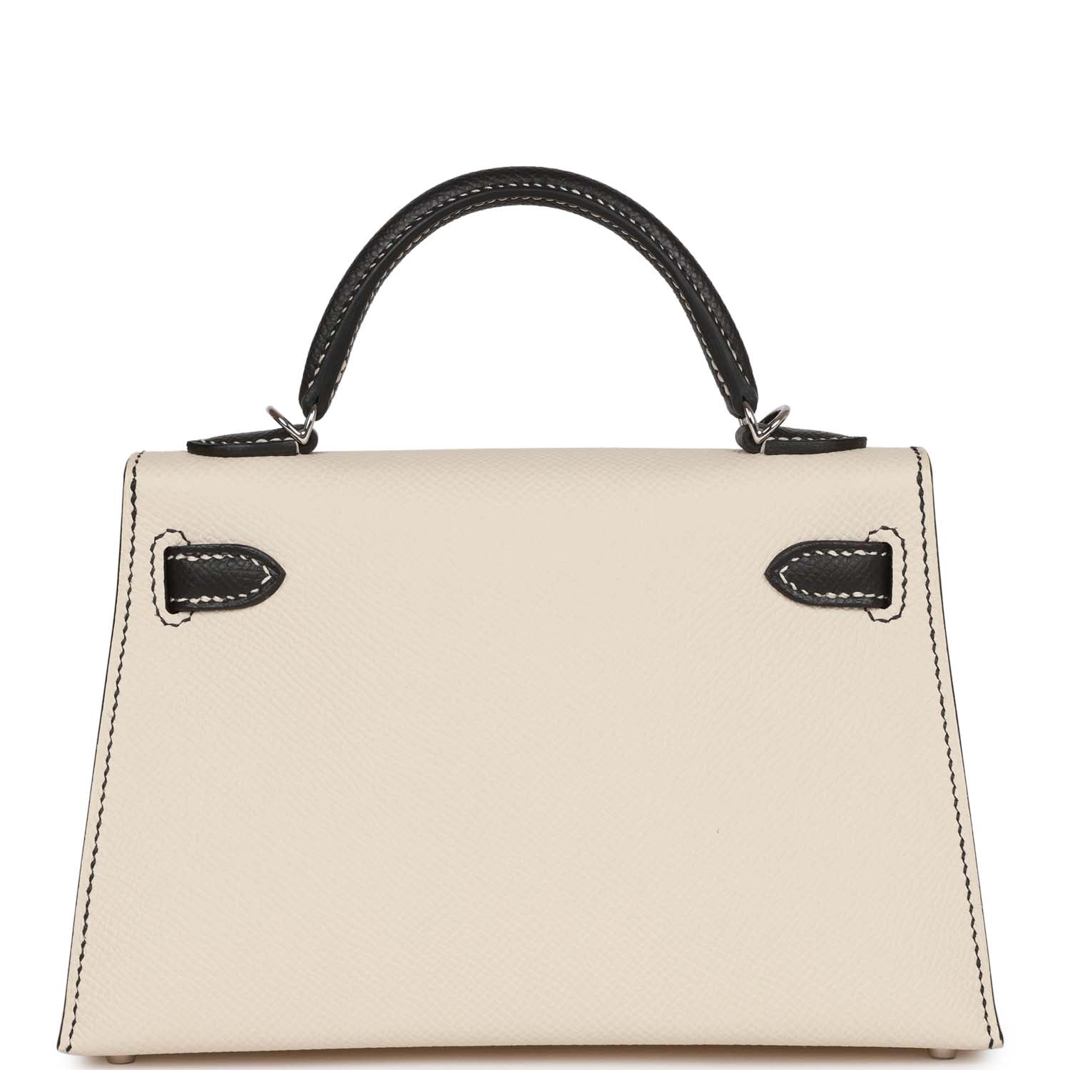 Hermes Special Order (HSS) Kelly Sellier 20 Craie and Black Epsom Palladium Hardware - Exclusu