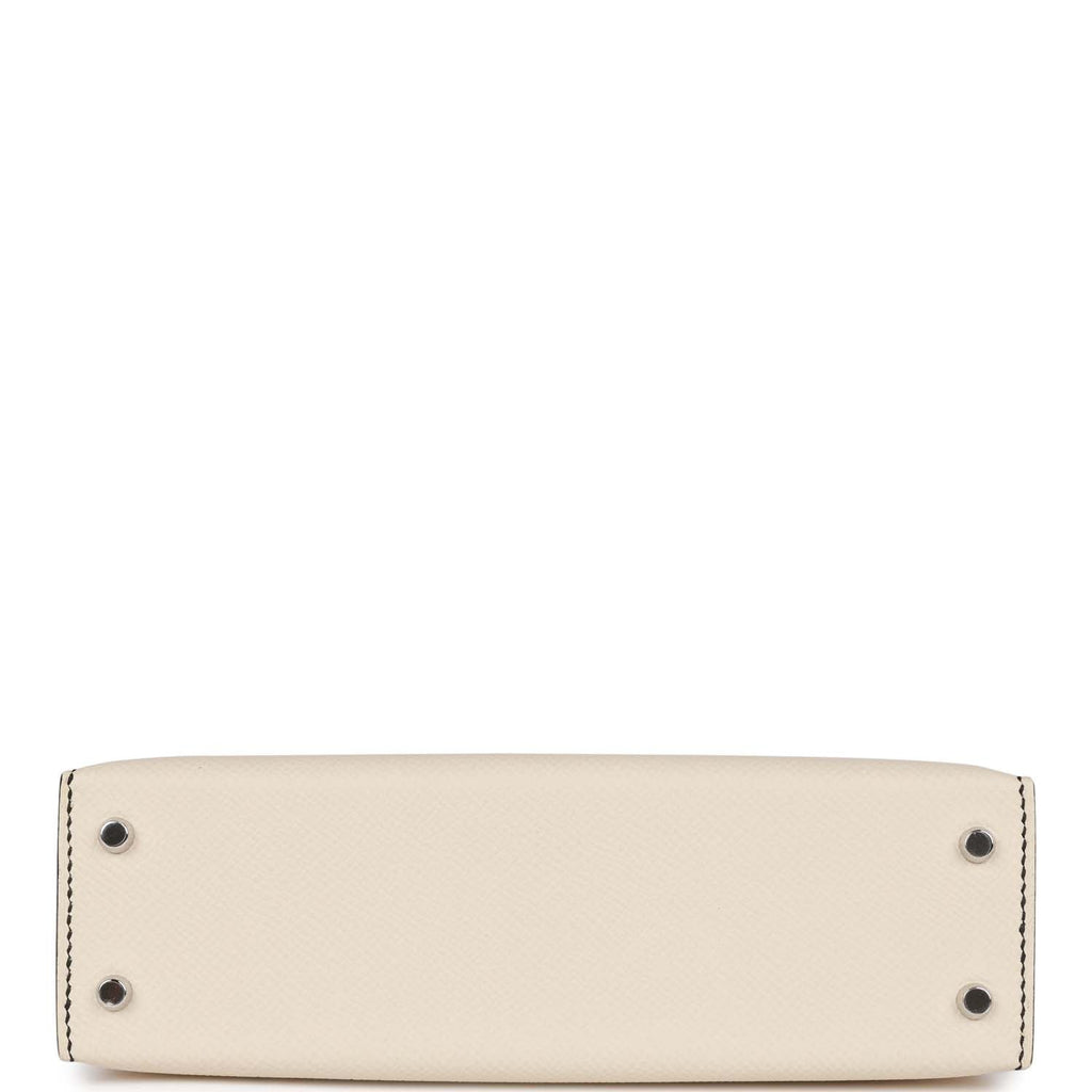 Hermes Special Order (HSS) Kelly Sellier 20 Craie and Black Epsom Palladium Hardware - Exclusu