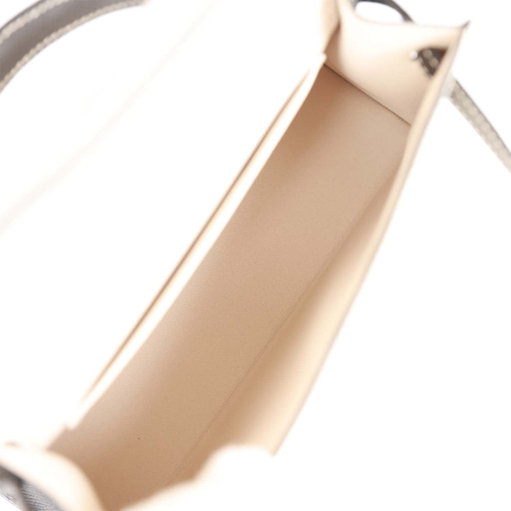 Hermes Special Order (HSS) Kelly Sellier 20 Craie and Black Epsom Palladium Hardware - Exclusu