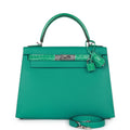 Hermes Kelly Sellier 28 Vert Verone Madame and Shiny Niloticus Crocodile Touch Palladium Hardware - Exclusu