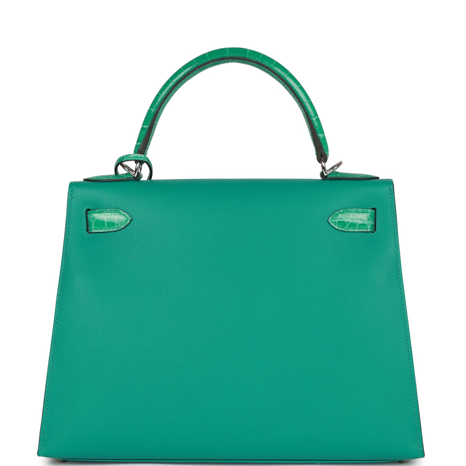 Hermes Kelly Sellier 28 Vert Verone Madame and Shiny Niloticus Crocodile Touch Palladium Hardware - Exclusu