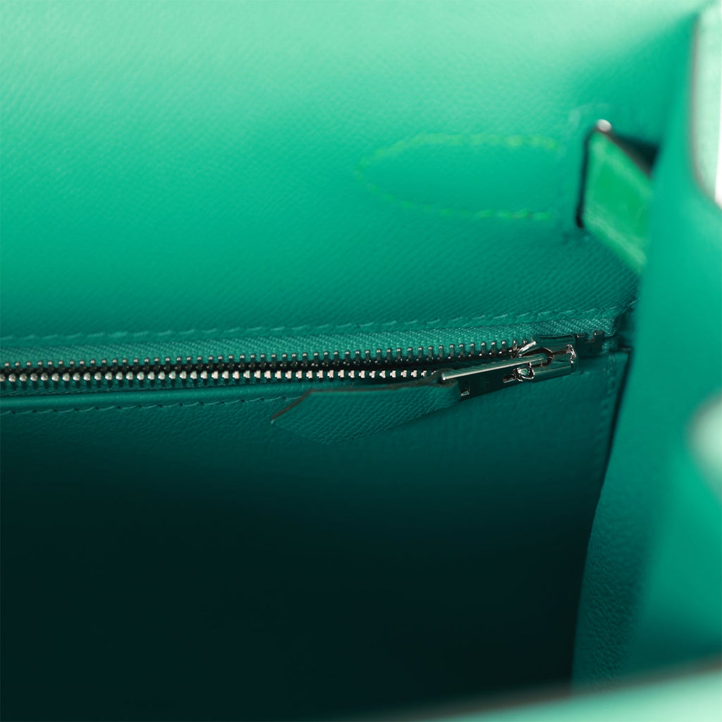 Hermes Kelly Sellier 28 Vert Verone Madame and Shiny Niloticus Crocodile Touch Palladium Hardware - Exclusu