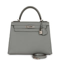 Hermes Special Order (HSS) Kelly Sellier 28 Gris Mouette Verso Togo Brushed Palladium Hardware - Exclusu