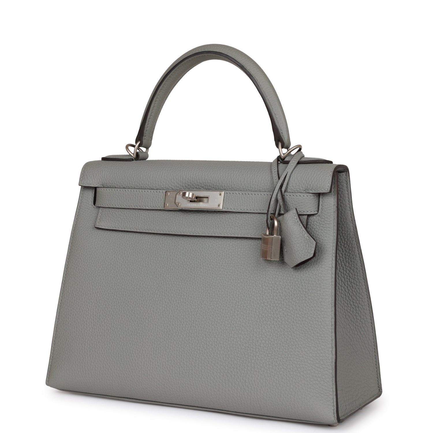 Hermes Special Order (HSS) Kelly Sellier 28 Gris Mouette Verso Togo Brushed Palladium Hardware - Exclusu